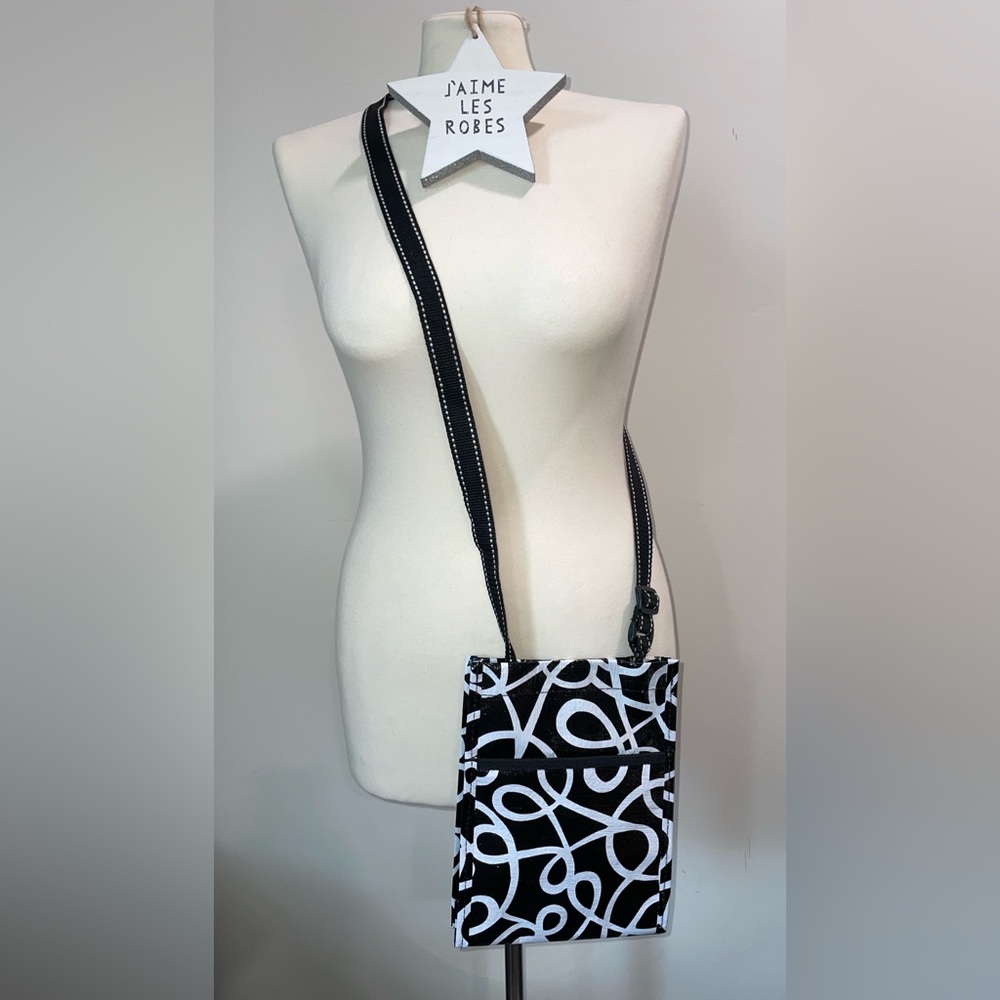 MIXED BAG DESIGNS Hipster Black Squiggle Crossbody Bag